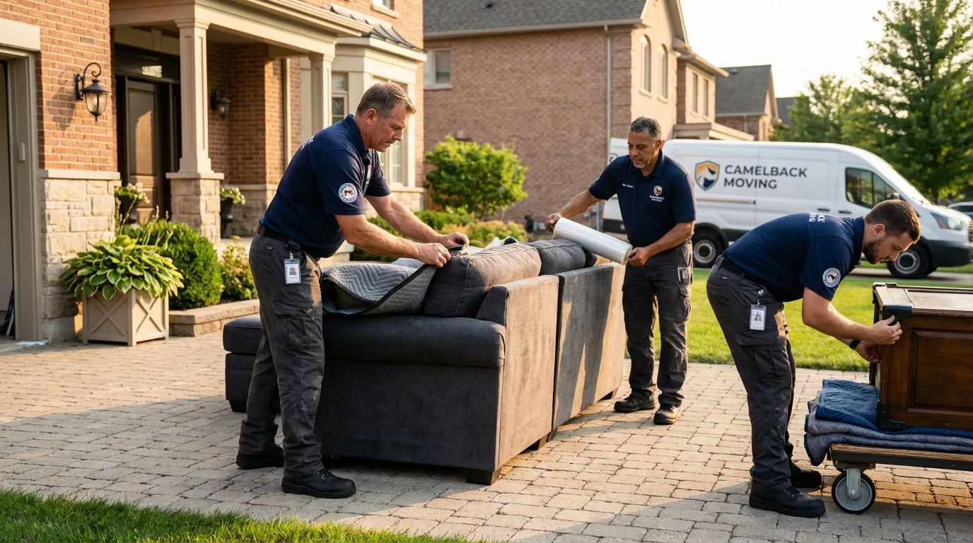 Large estate moving crew wrapping furniture in Danielson, CT